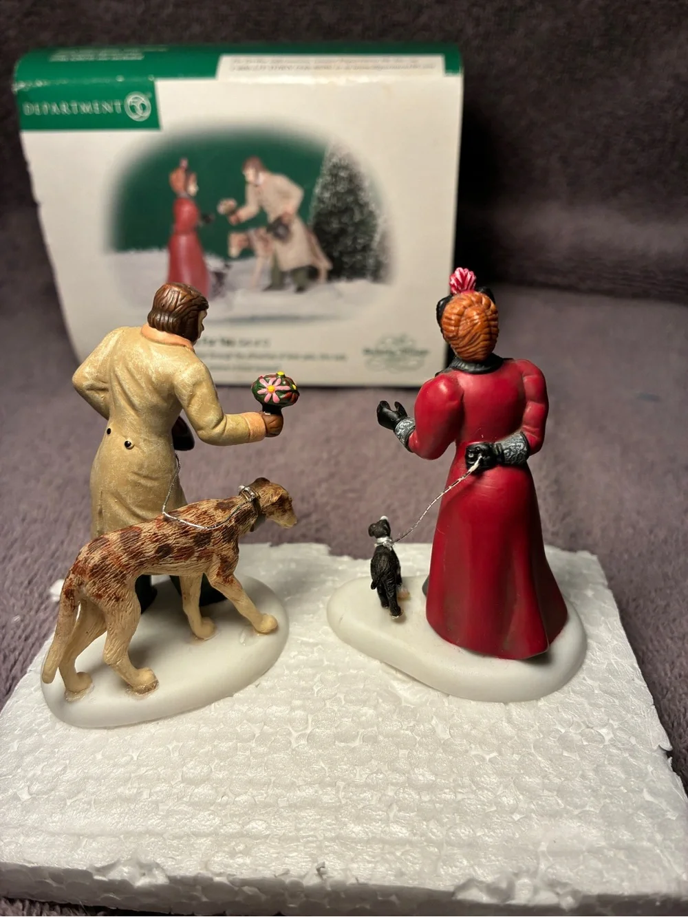 Department 56 Dickens Village Couple Figurine Set in Red and Tan